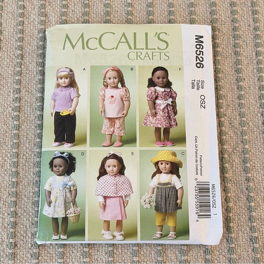 NEW - McCall's Crafts Doll Clothing Pattern - M6526